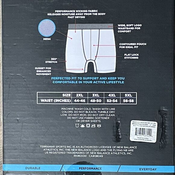 New Balance Boxer Briefs Mens Size 4XL Lightweight Performance Athletic Fit - Picture 7 of 7